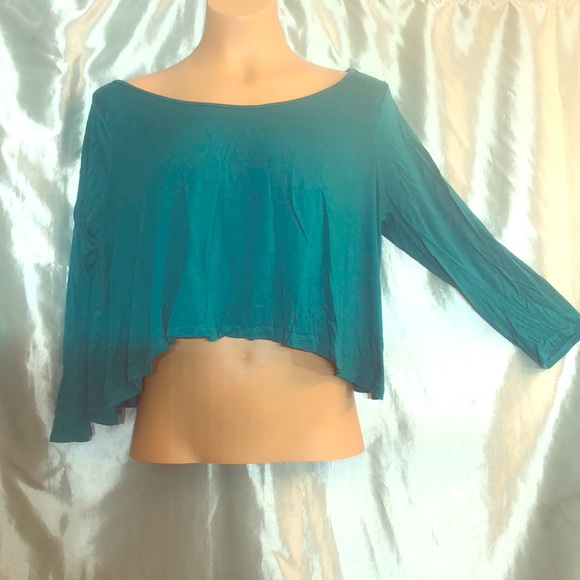 Wet Seal rayon, teal crop top, M - Picture 1 of 6